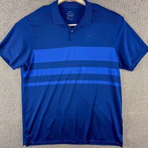 Nike Vapor Golf Polo Men XL Blue Stripe Golfer Dri Fit Performance Preppy Office